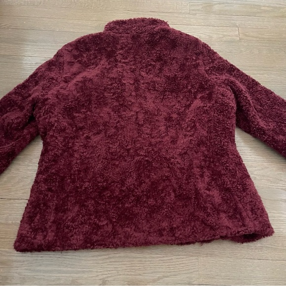 Pendleton Women’s Burgundy Sherpa Full Zip Mock Neck Sweater Jacket Size Large - Picture 12 of 14